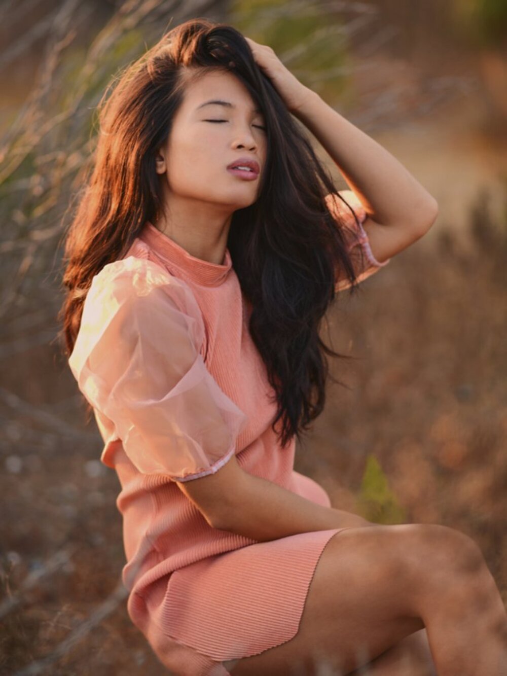 Shein Gold copper rustic colar womens dress size M puffed sleeves